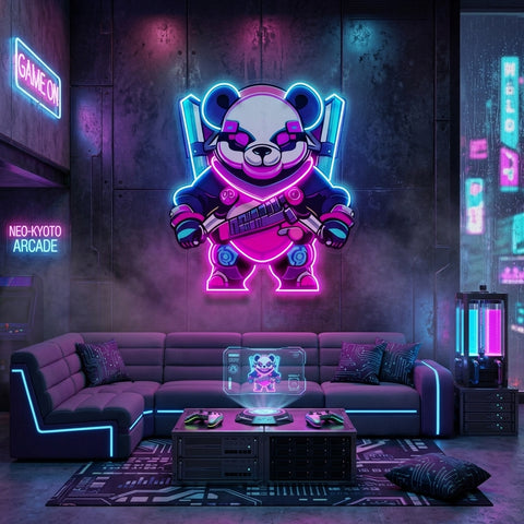 Panda Warrior LED Neon Sign Light Pop Art