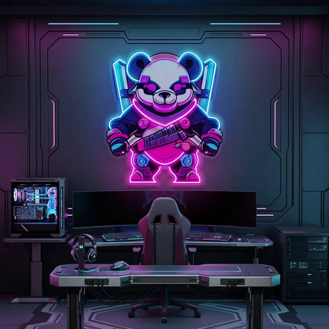 Panda Warrior LED Neon Sign Light Pop Art