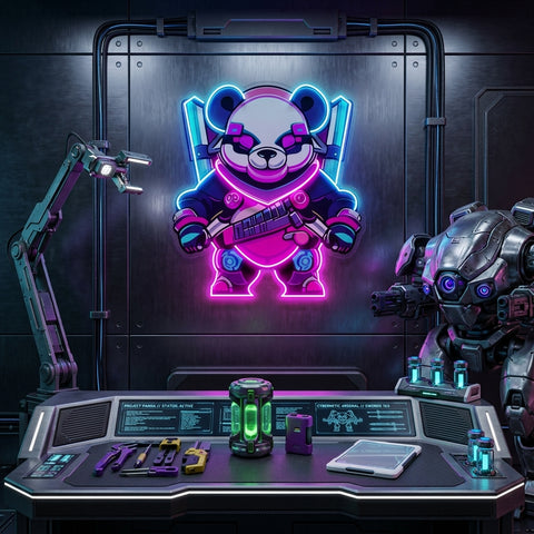 Panda Warrior LED Neon Sign Light Pop Art