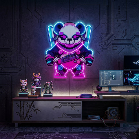 Panda Warrior LED Neon Sign Light Pop Art