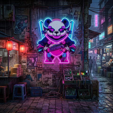 Panda Warrior LED Neon Sign Light Pop Art