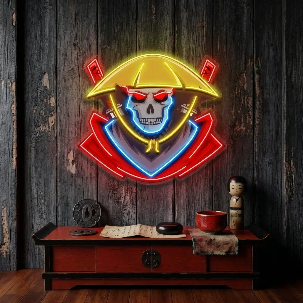 Dark Samurai Skull LED Neon Sign Light Pop Art