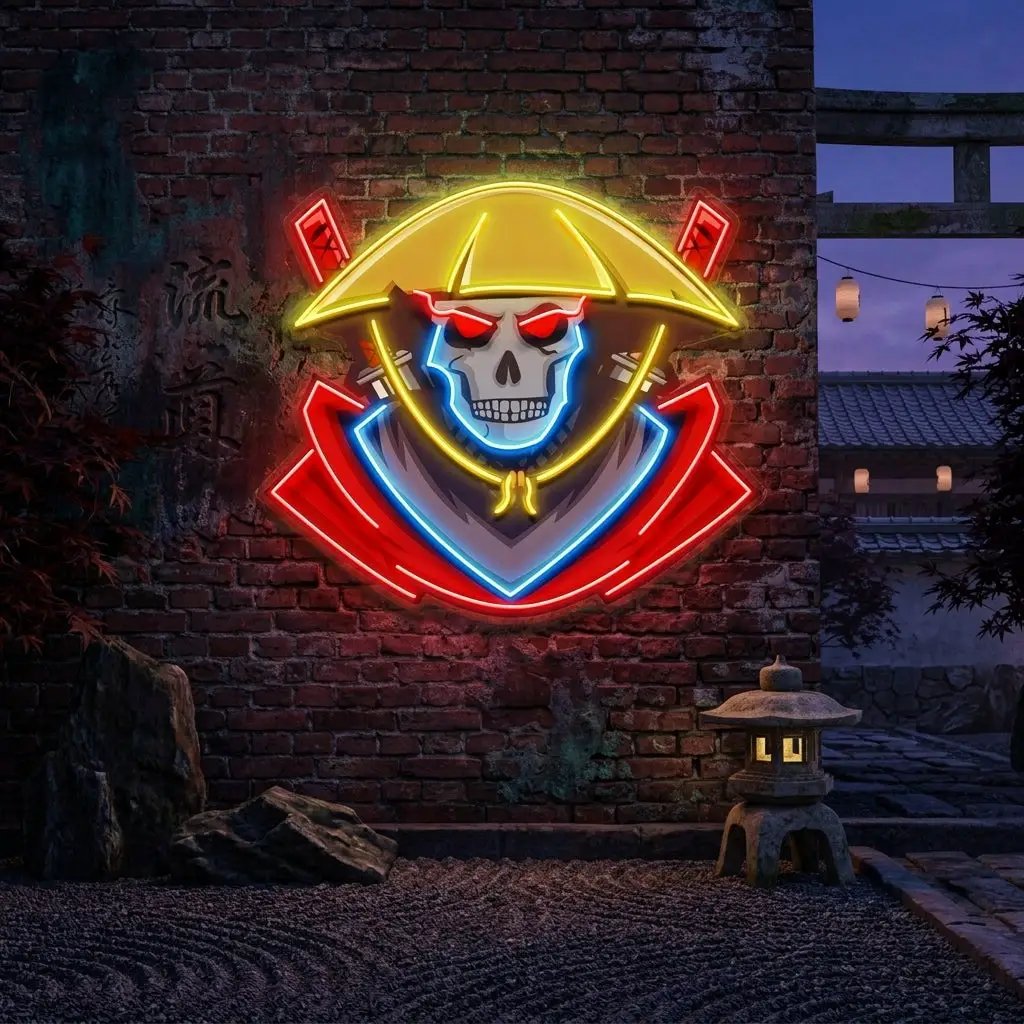 Dark Samurai Skull LED Neon Sign Light Pop Art