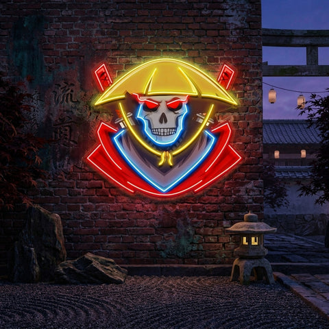 Dark Samurai Skull LED Neon Sign Light Pop Art