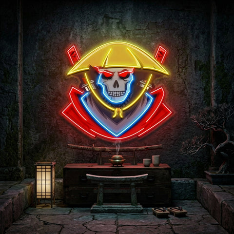 Dark Samurai Skull LED Neon Sign Light Pop Art