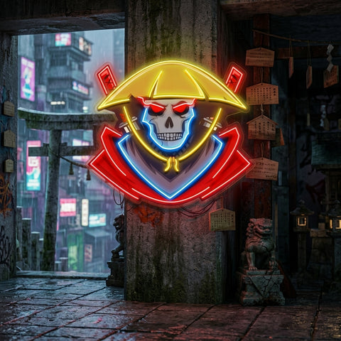 Dark Samurai Skull LED Neon Sign Light Pop Art