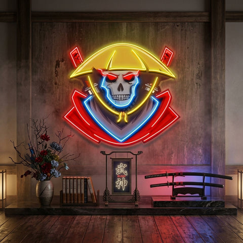 Dark Samurai Skull LED Neon Sign Light Pop Art