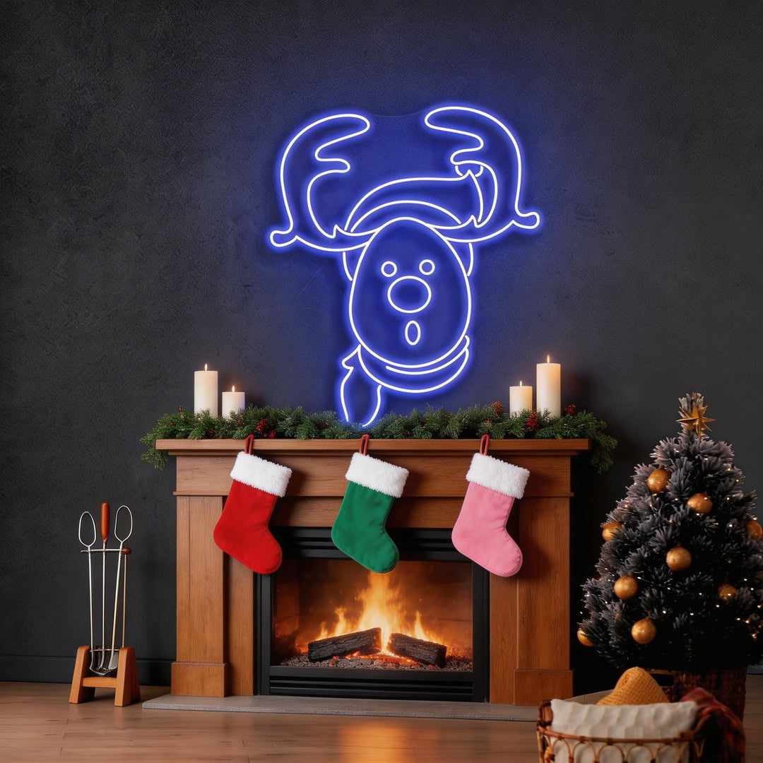 Dear Head Christmas Neon Sign