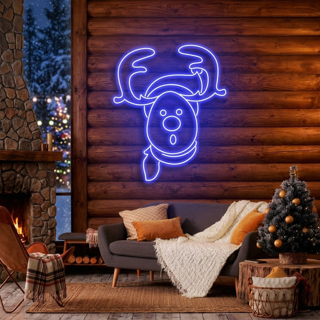 Dear Head Christmas Neon Sign