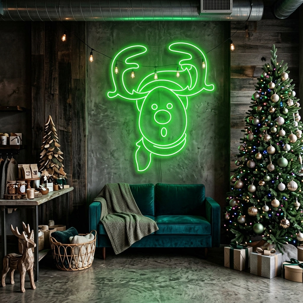 Dear Head Christmas Neon Sign