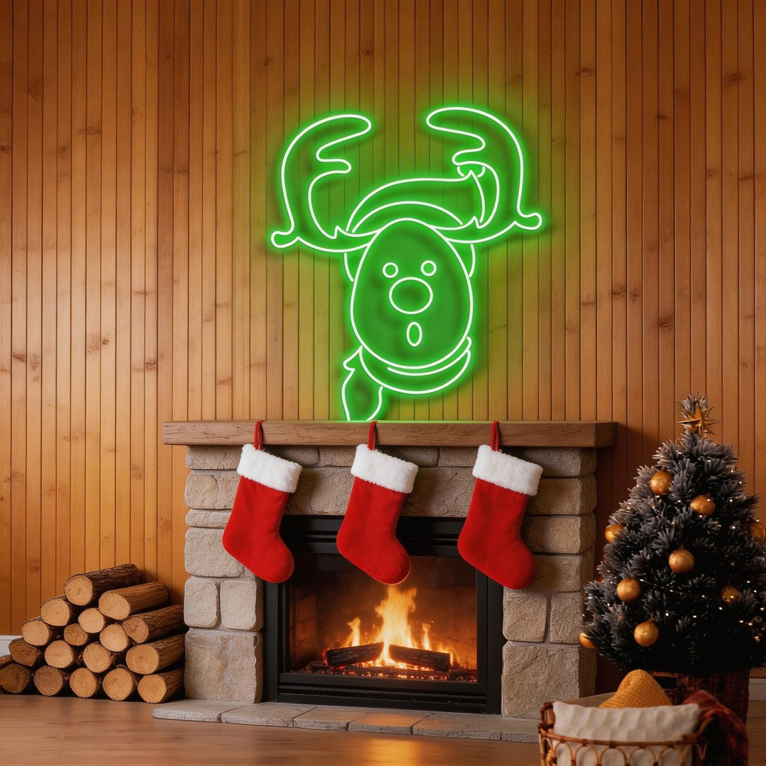 Dear Head Christmas Neon Sign