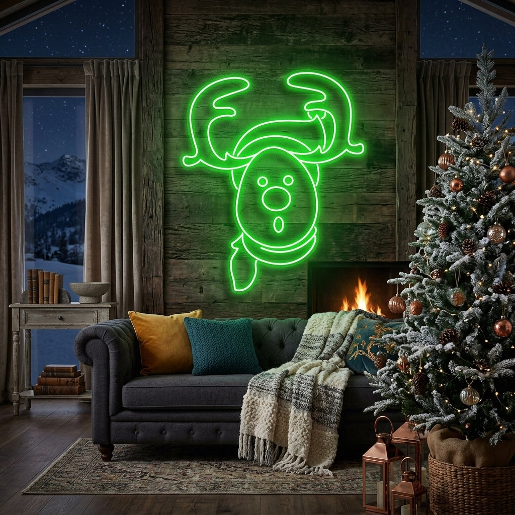 Dear Head Christmas Neon Sign