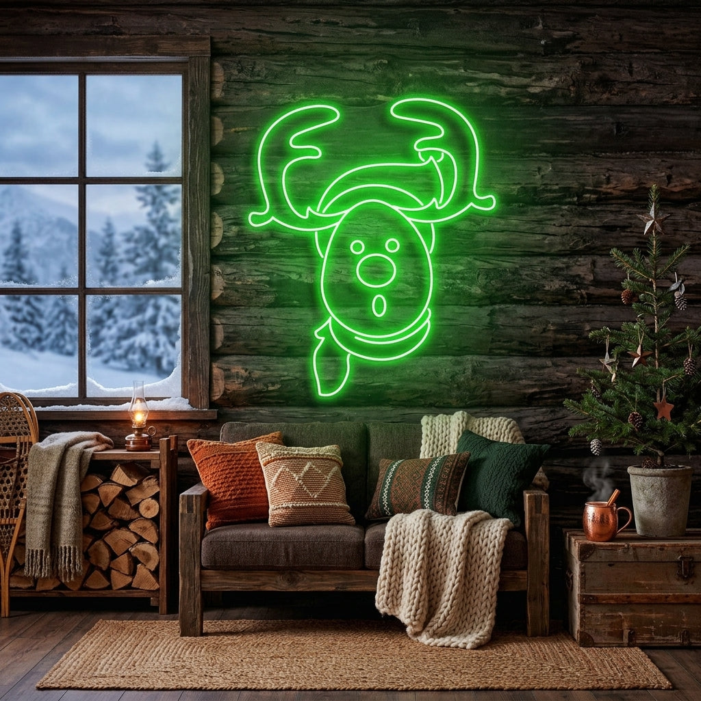 Dear Head Christmas Neon Sign