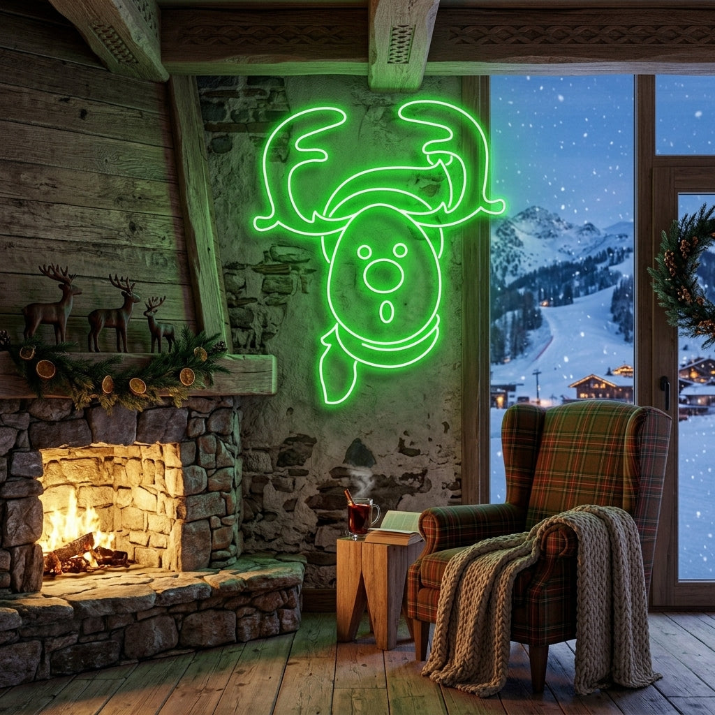 Dear Head Christmas Neon Sign