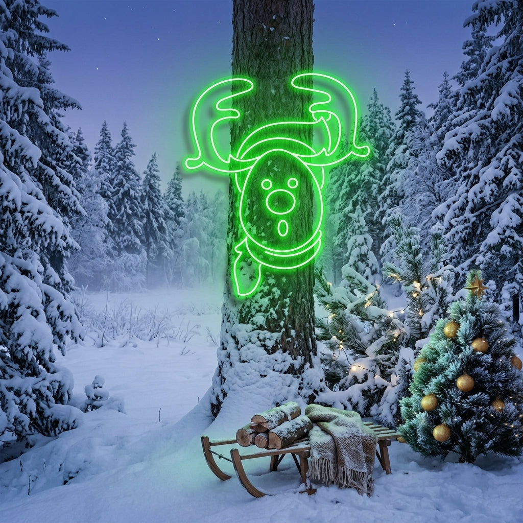 Dear Head Christmas Neon Sign
