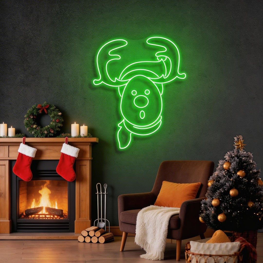 Dear Head Christmas Neon Sign
