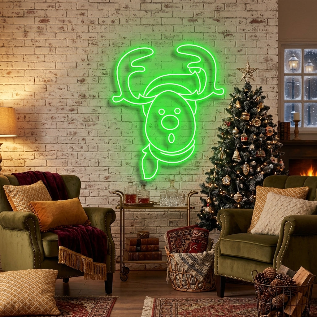 Dear Head Christmas Neon Sign
