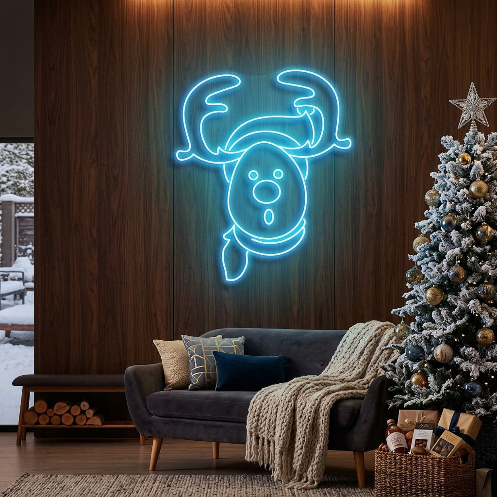 Dear Head Christmas Neon Sign