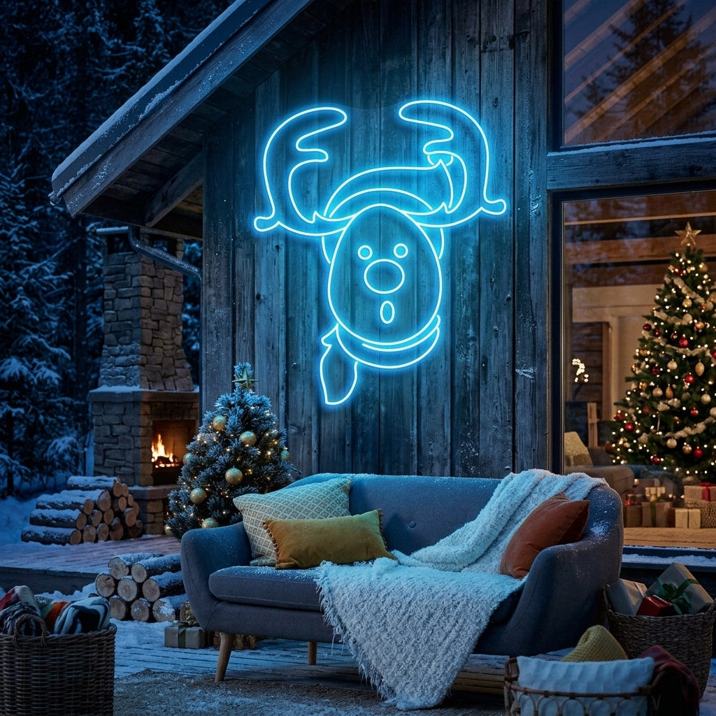 Dear Head Christmas Neon Sign