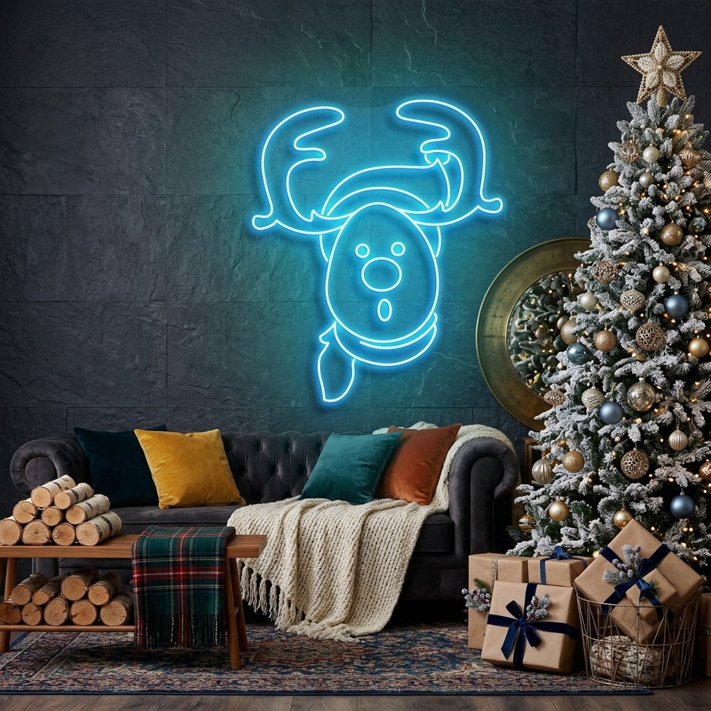 Dear Head Christmas Neon Sign