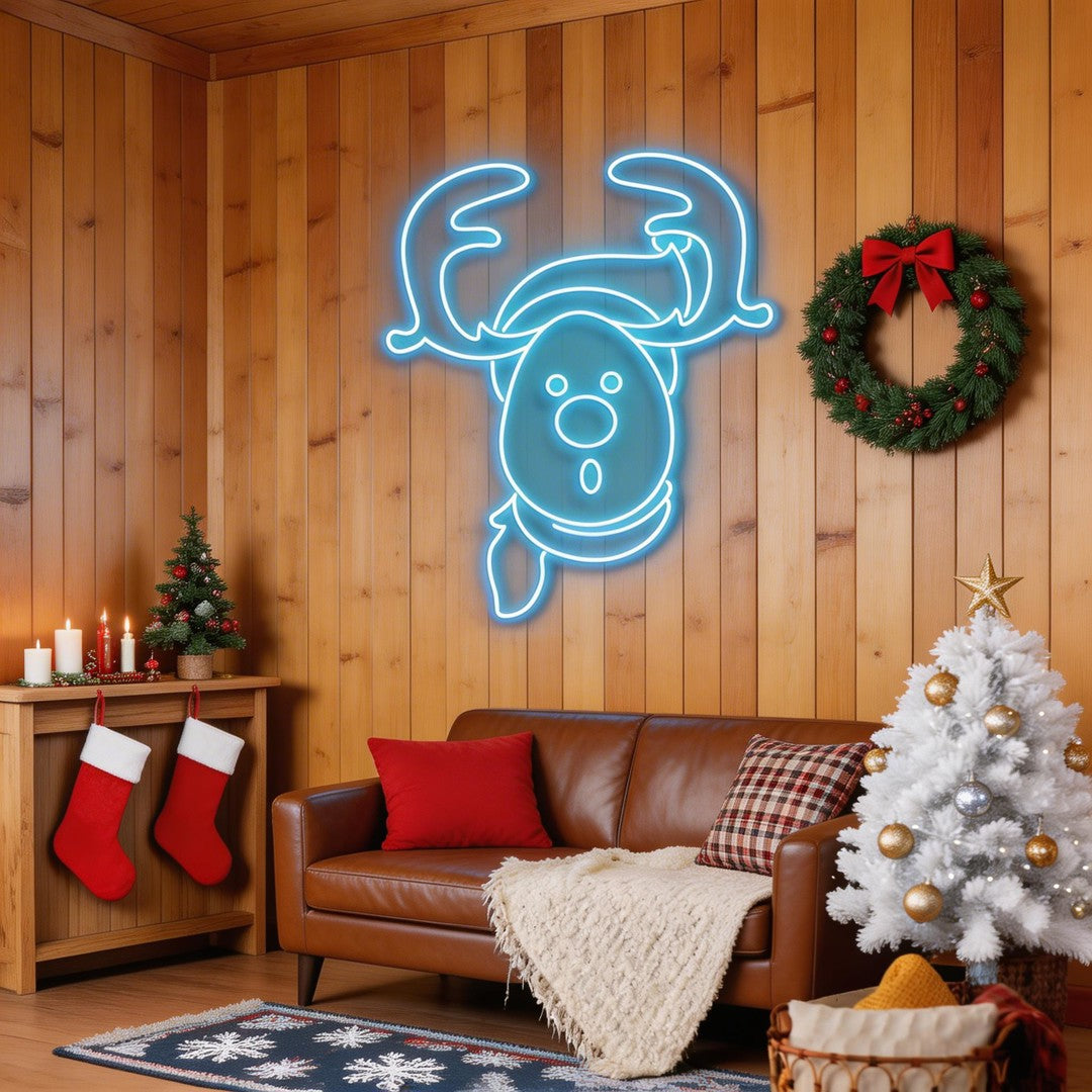 Dear Head Christmas Neon Sign