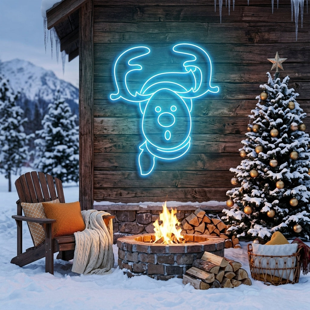 Dear Head Christmas Neon Sign