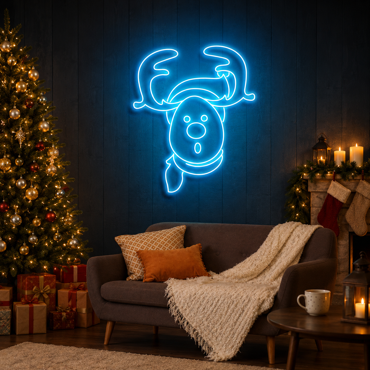 Dear Head Christmas Neon Sign