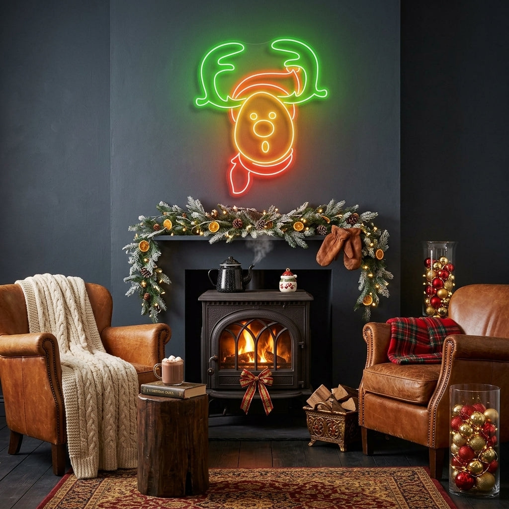Dear Head Christmas Neon Sign