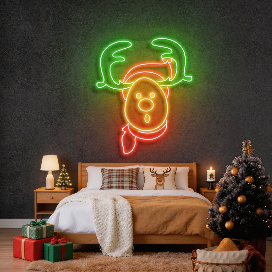 Dear Head Christmas Neon Sign
