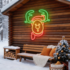 Dear Head Christmas Neon Sign