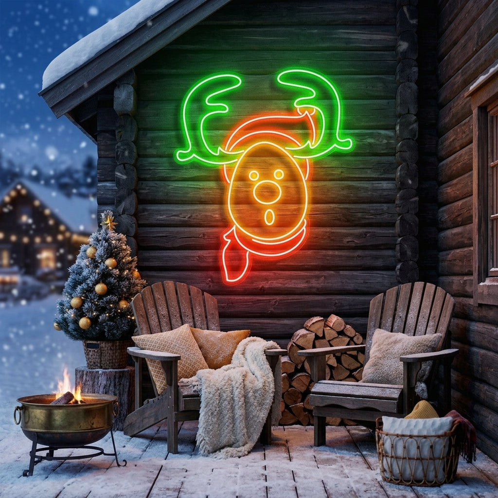 Dear Head Christmas Neon Sign
