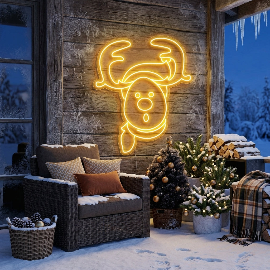 Dear Head Christmas Neon Sign