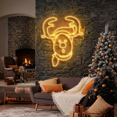 Dear Head Christmas Neon Sign