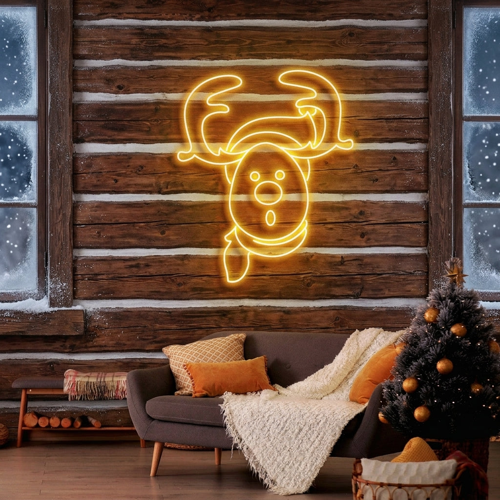 Dear Head Christmas Neon Sign