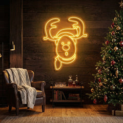 Dear Head Christmas Neon Sign