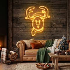 Dear Head Christmas Neon Sign