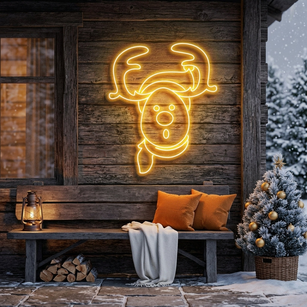 Dear Head Christmas Neon Sign