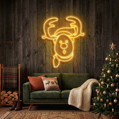 Dear Head Christmas Neon Sign