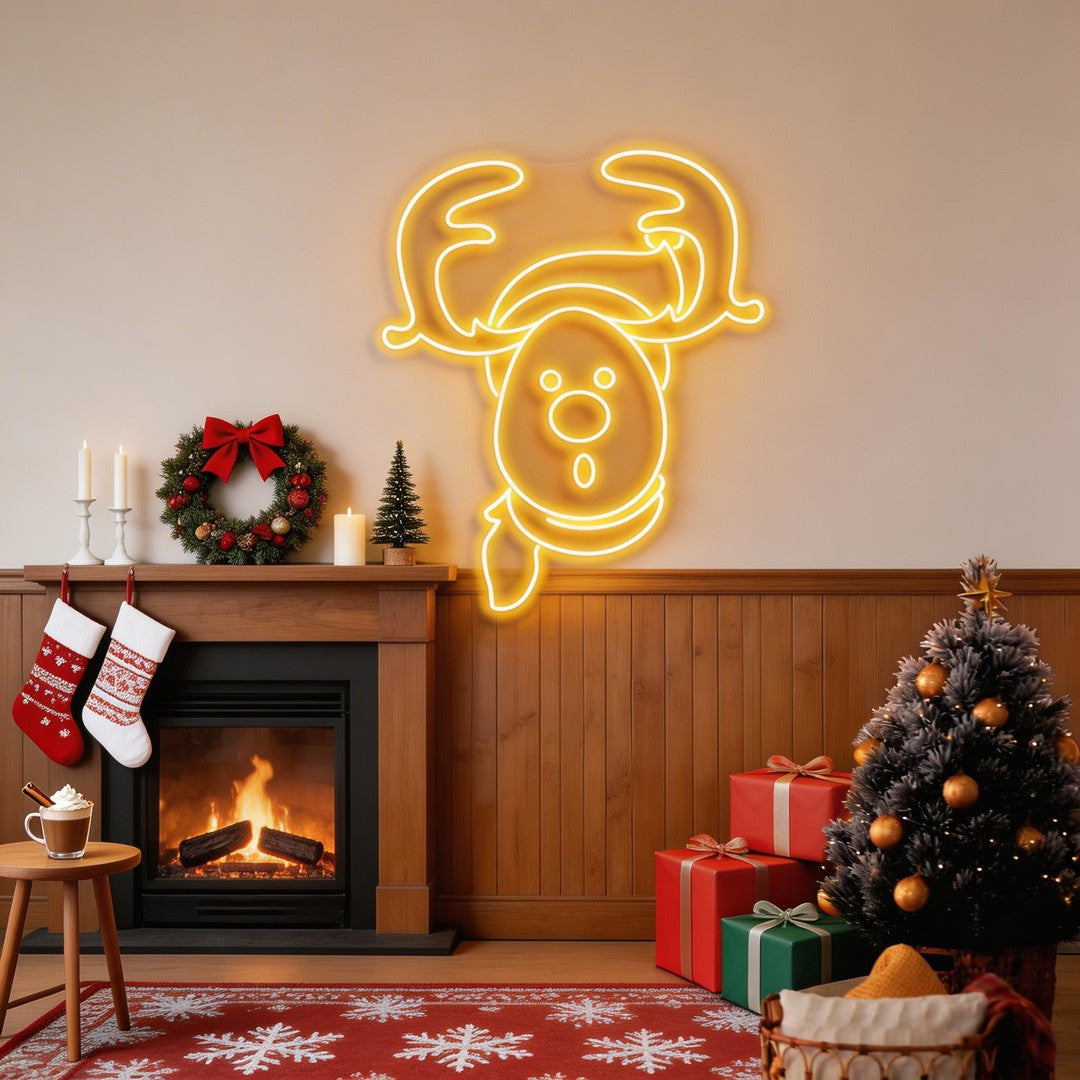 Dear Head Christmas Neon Sign