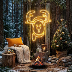 Dear Head Christmas Neon Sign
