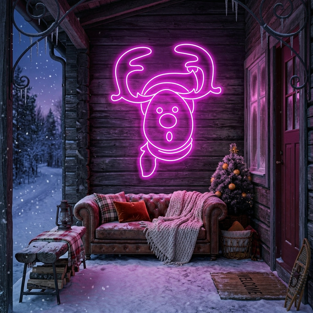 Dear Head Christmas Neon Sign