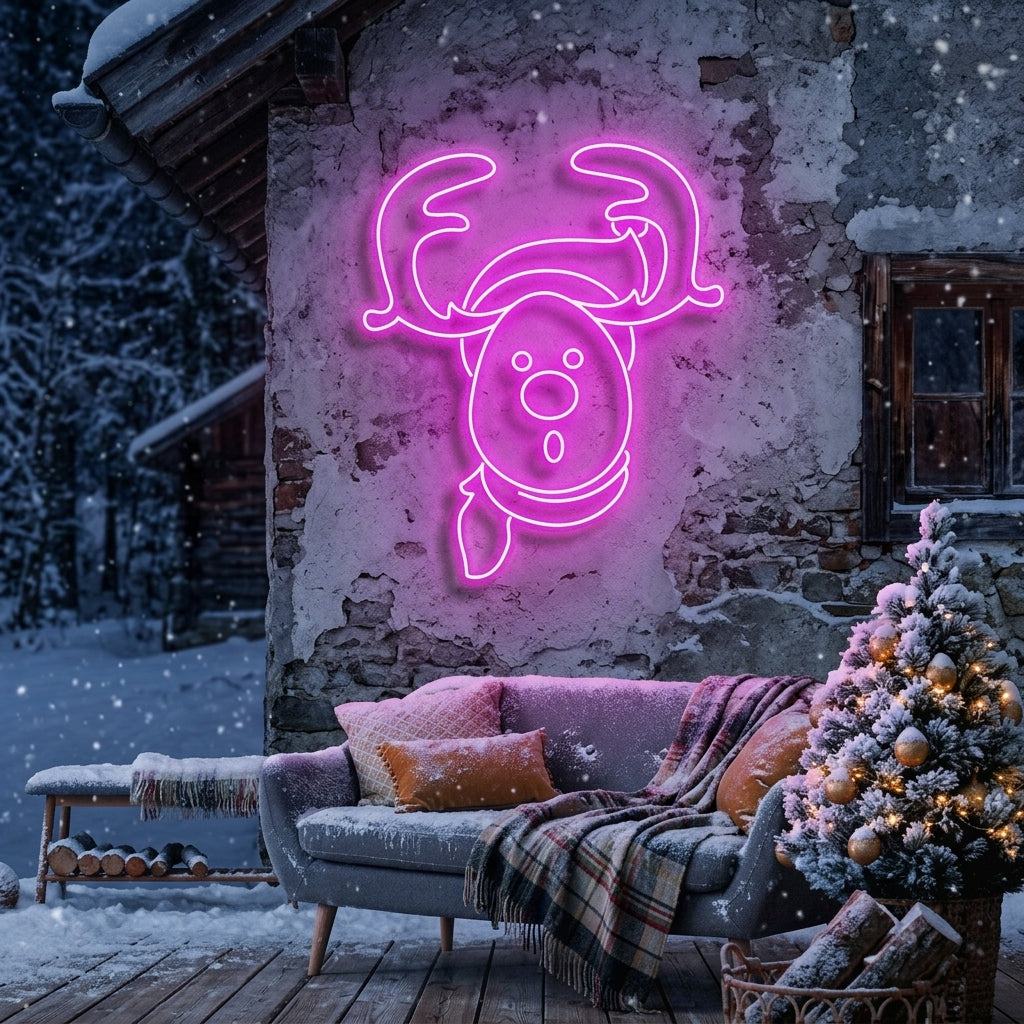 Dear Head Christmas Neon Sign