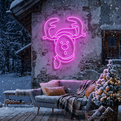 Dear Head Christmas Neon Sign