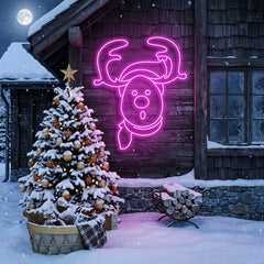 Dear Head Christmas Neon Sign