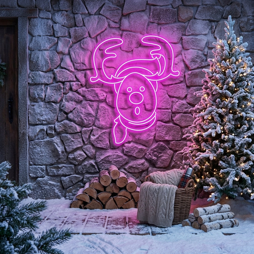 Dear Head Christmas Neon Sign