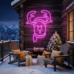 Dear Head Christmas Neon Sign