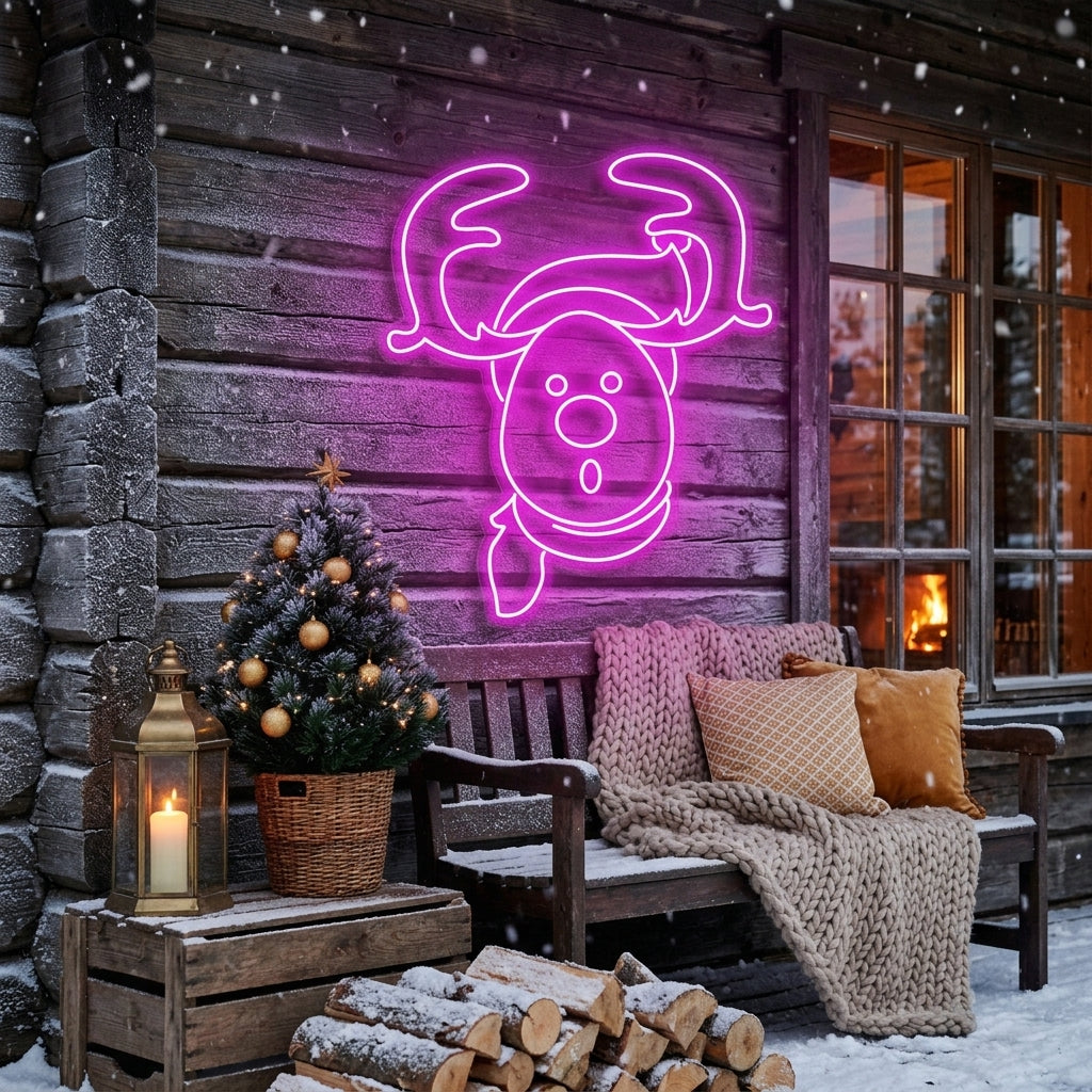 Dear Head Christmas Neon Sign