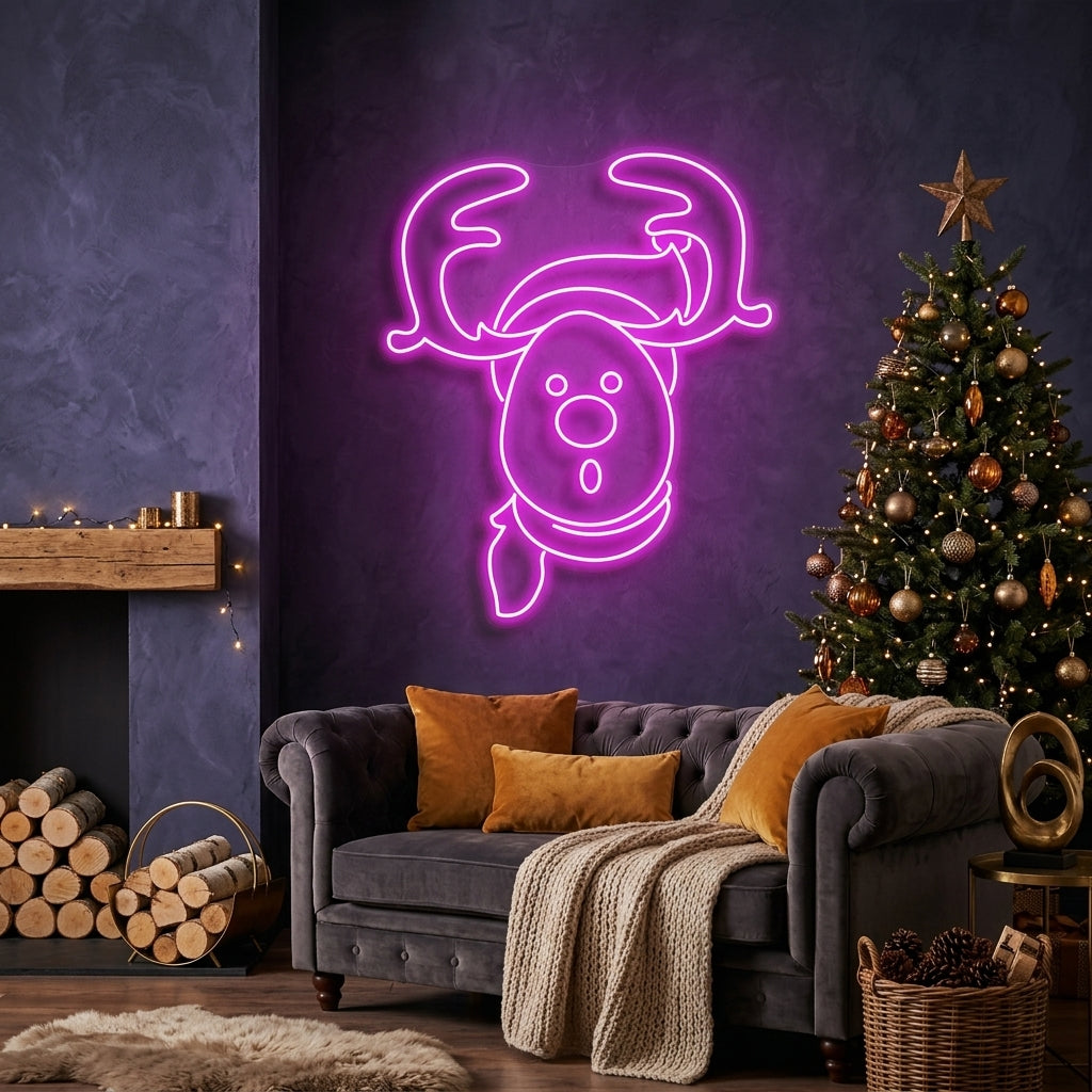 Dear Head Christmas Neon Sign