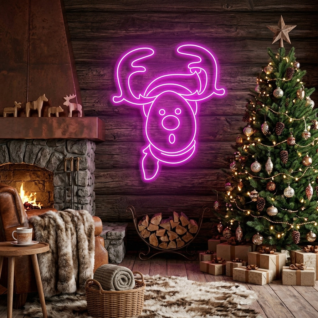 Dear Head Christmas Neon Sign
