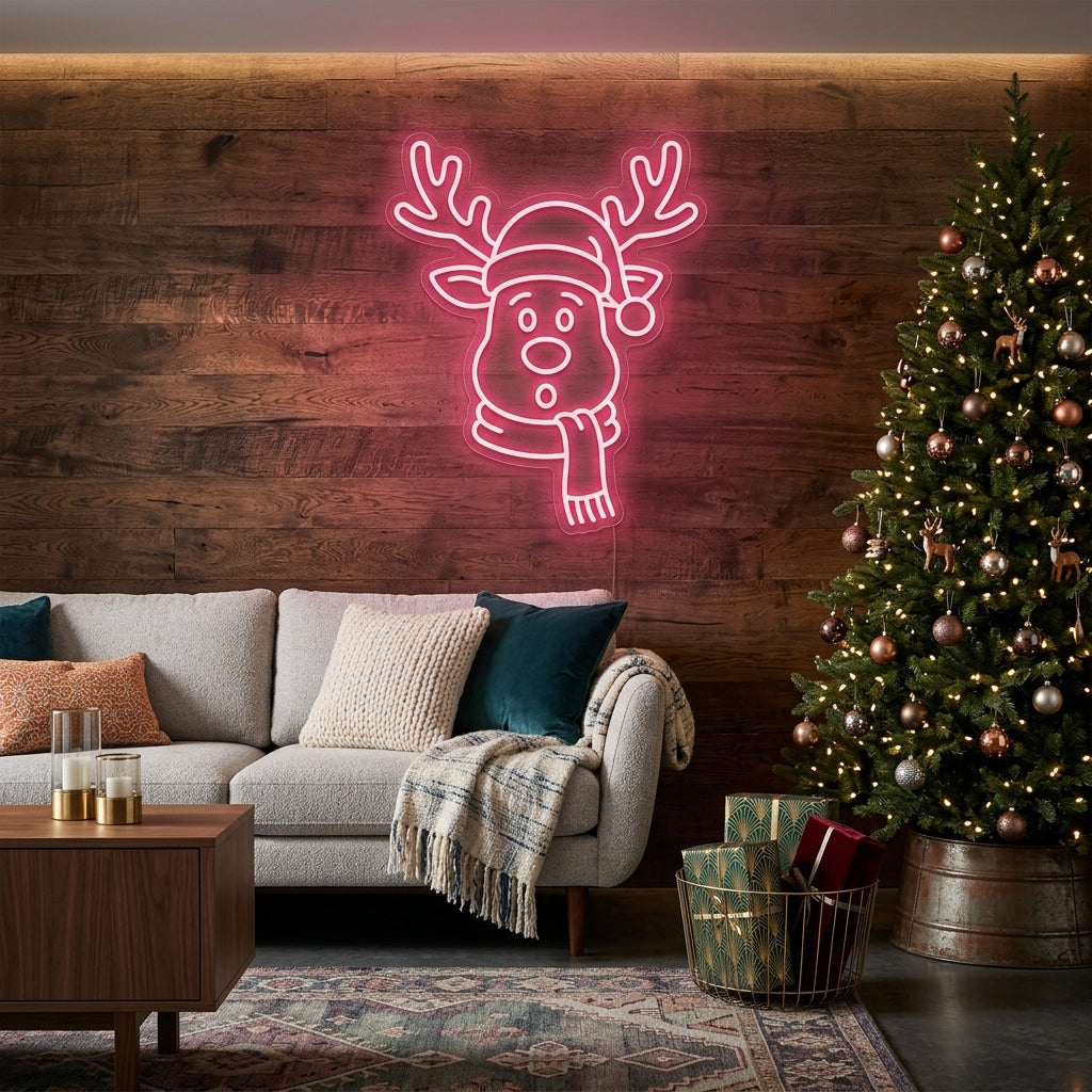Dear Head Christmas Neon Sign